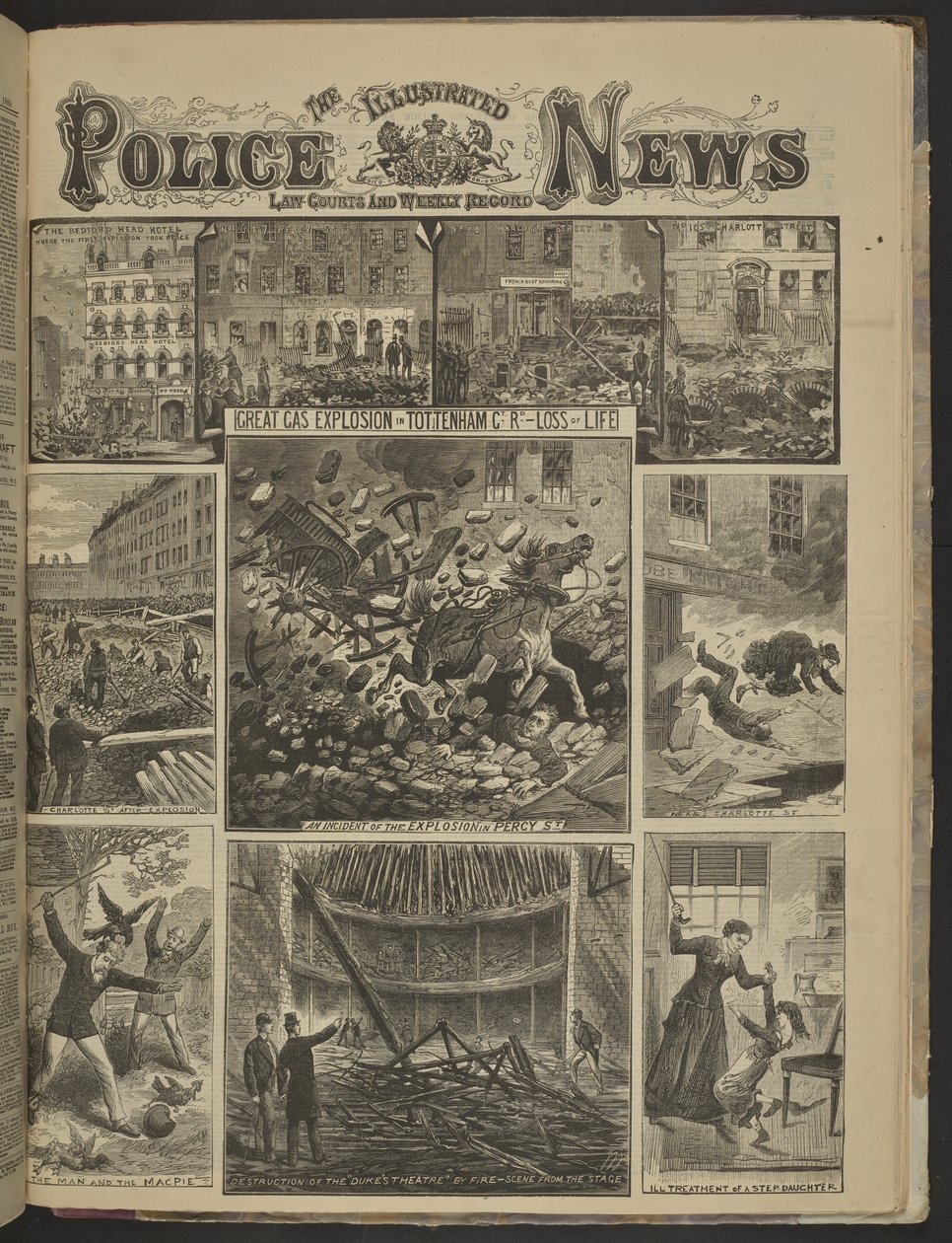 STOR GASEKSPLOSION I TOTTENHAM CT. LOSS OF LIFE.", Illustrated Police News af English School