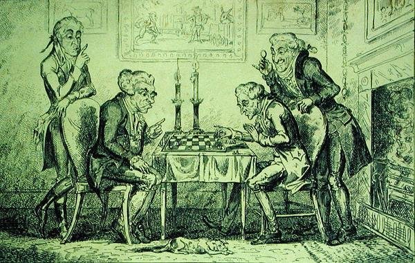 Skakspil, indgraveret af George Cruikshank (1792-1878) udgivet 1. august 1835 (litho) af English School