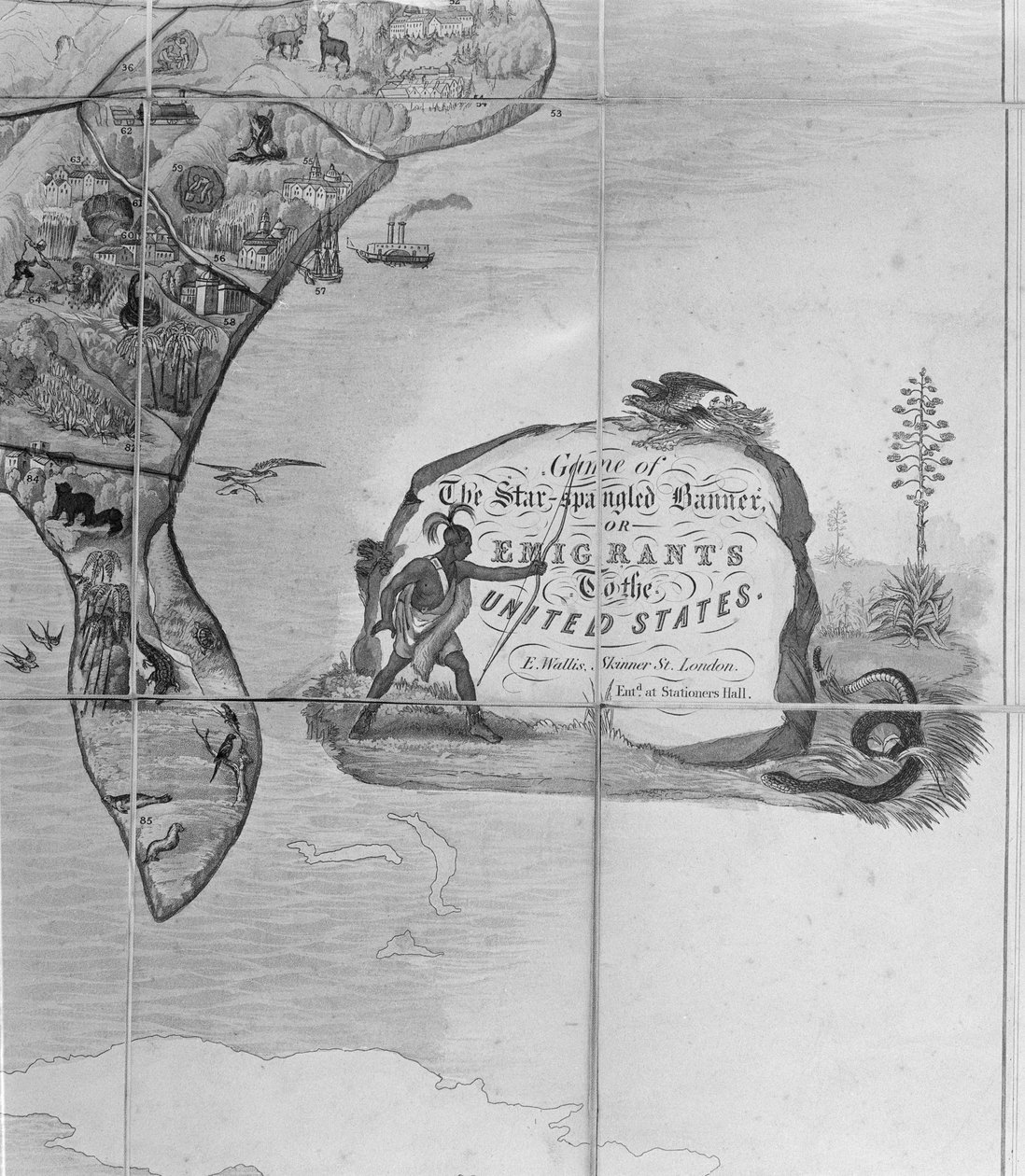 Game of the Star-Spangled Banner or Emigrants to the United States, ca. 1840 (litografi) (udsnit af 247745) af English School