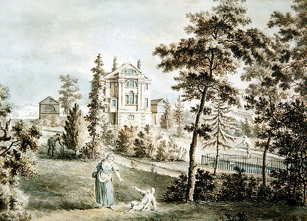 Havepavillon i en park, ca. 1725 (akvarel på papir) af English School