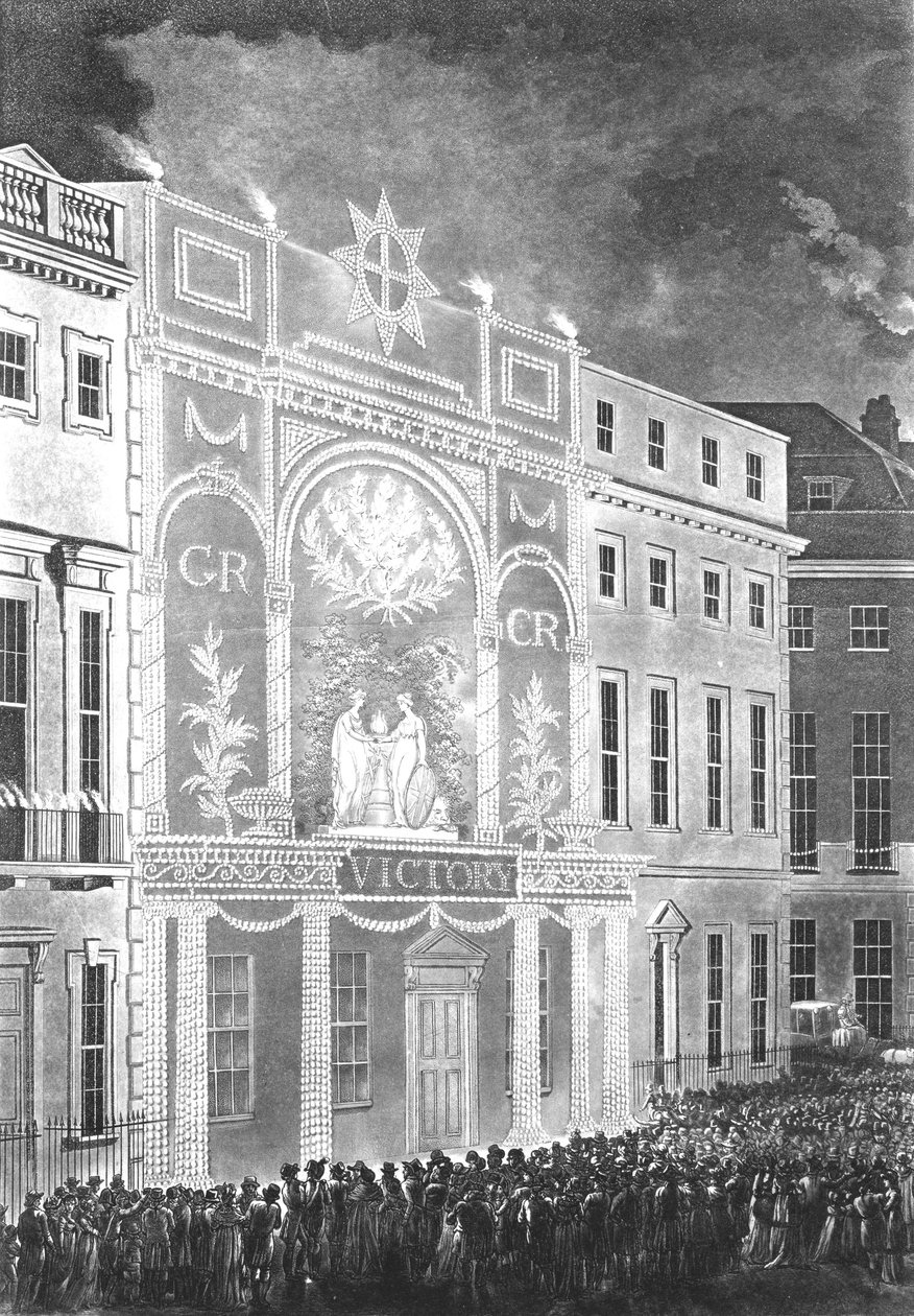 Samling på Portman Square for at se en oplysning for freden mellem Storbritannien og Frankrig, 1806 af English School