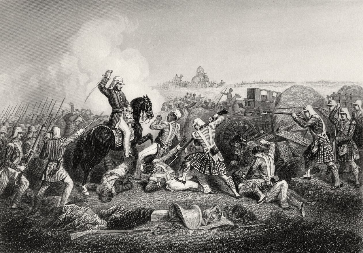 General Havelocks angreb på Nana Sahib ved Futtypore i 1857, fra "The History of the Indian Mutiny", udgivet i 1858 af English School