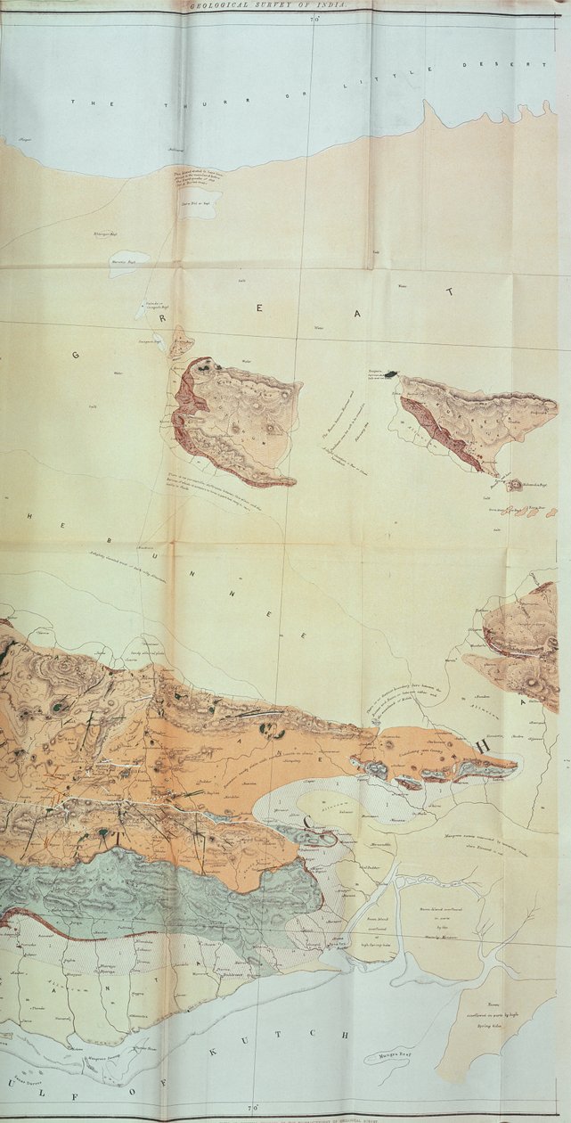Geologisk kort over Cutch-ørkenen, 1870 af English School