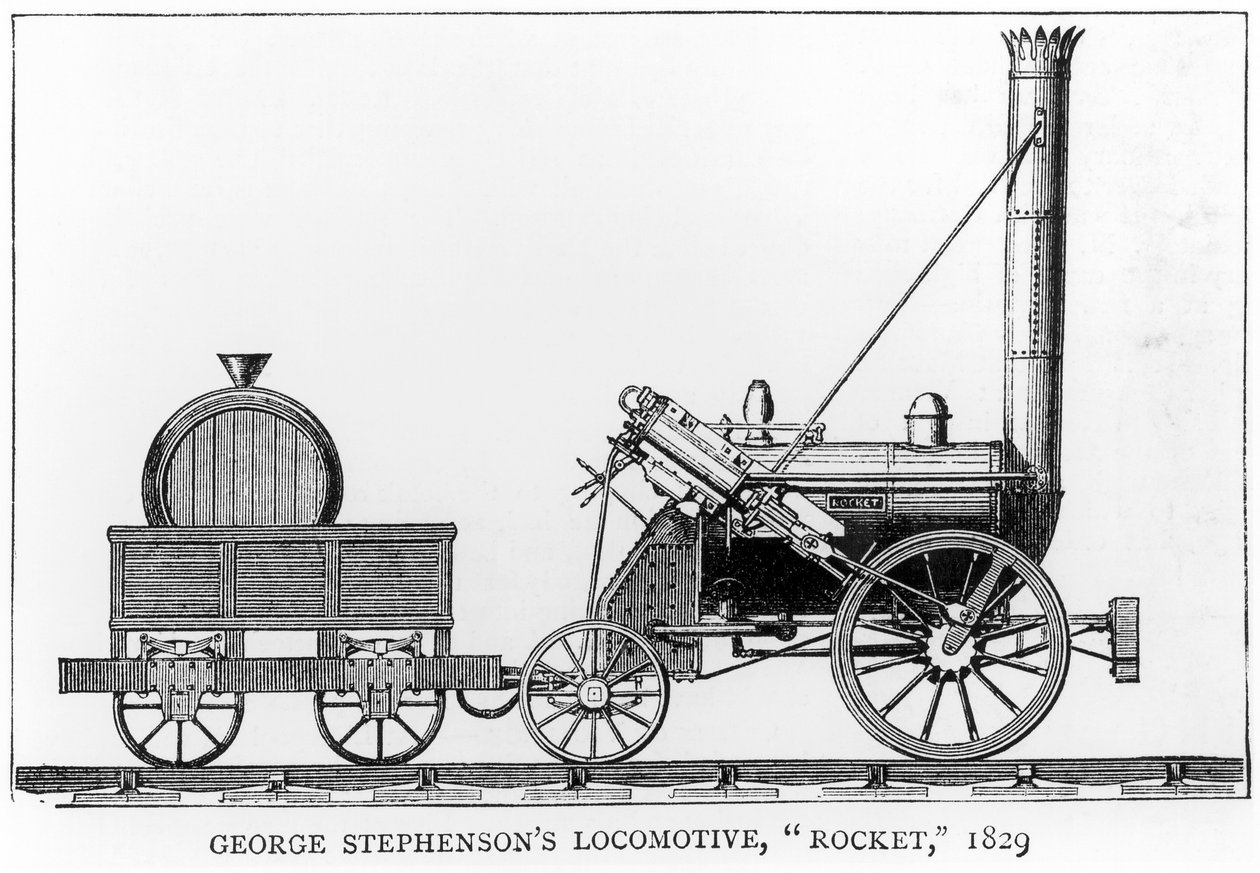 George Stephensons lokomotiv, raket, 1829 af English School