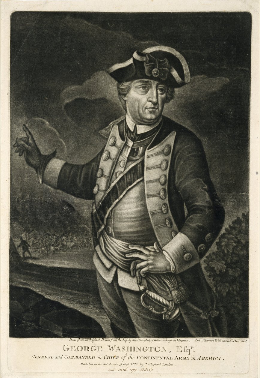 George Washington, Esqr., general og øverstbefalende for den kontinentale hær i Amerika af English School