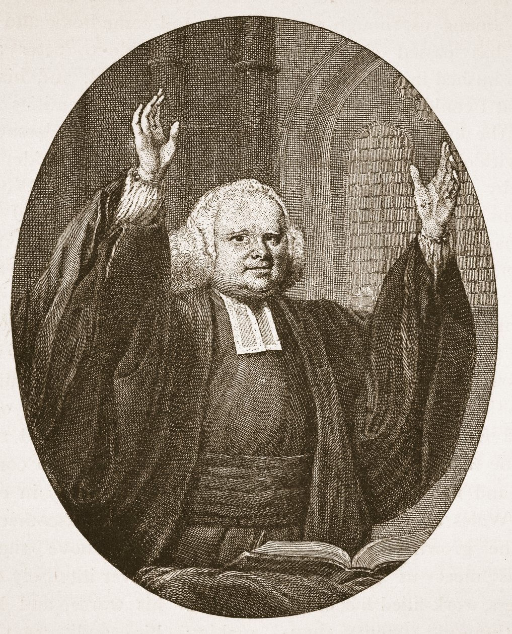 George Whitefield, illustration fra The Church of England: A History for the People af H.D.M. Spence-Jones, pub. ca. 1910 (sepiafoto) af English School