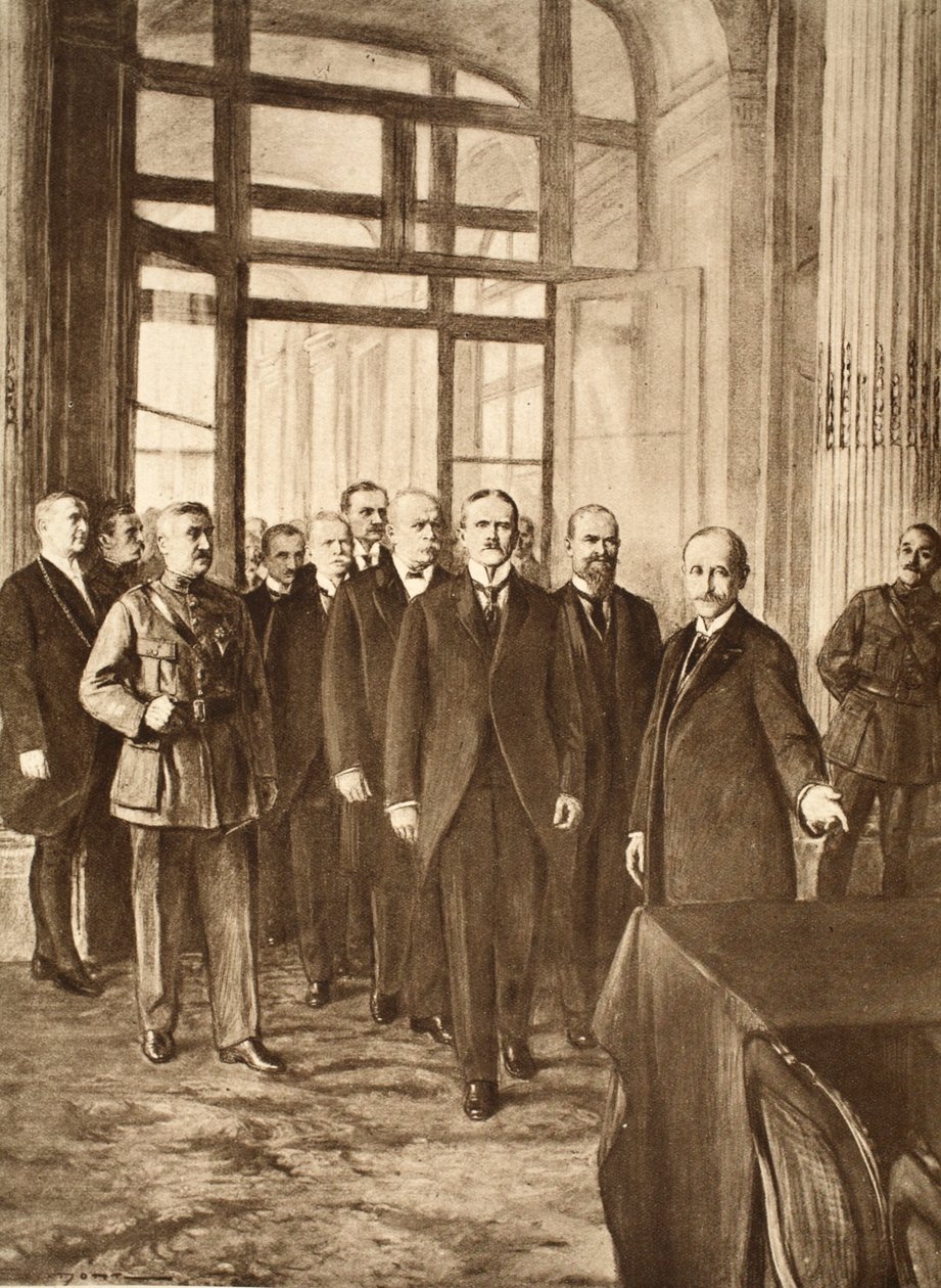 Tyske politikere ved slottet i Versailles, 1919 af English School