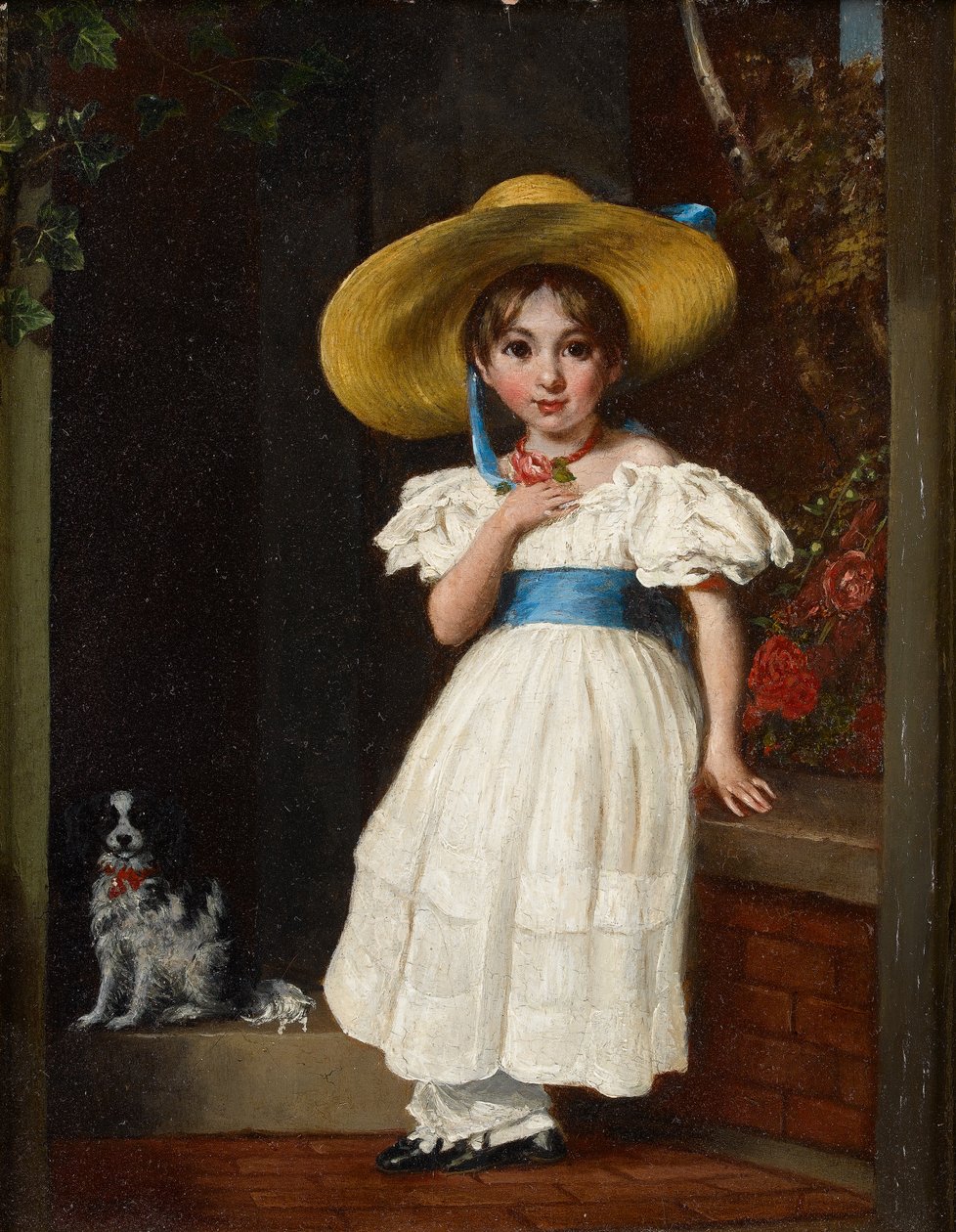 Pige i stråhat, ca. 1840 af English School