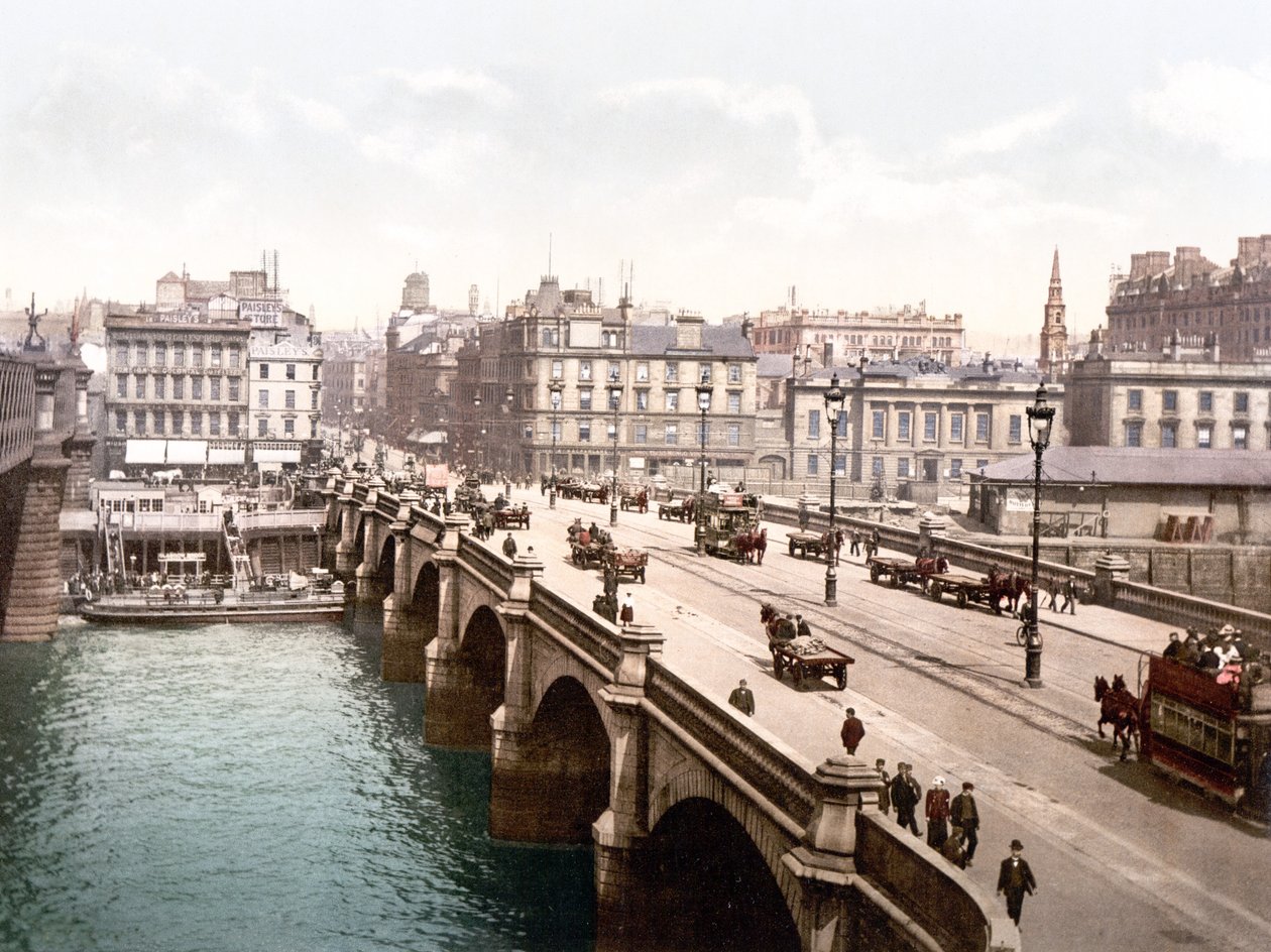 Glasgow Bridge (håndfarvet foto) af English School