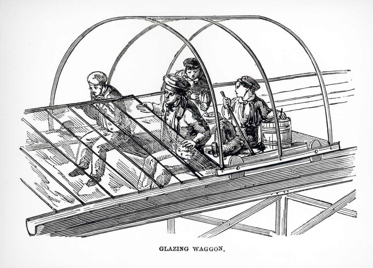 Glasvogn brugt på Paxtons Crystal Palace, 1850 af English School