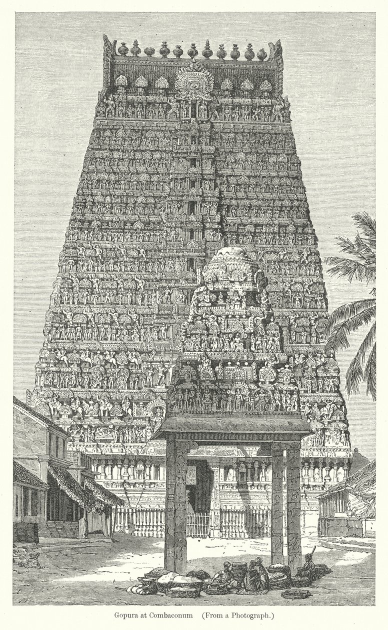 Gopura ved Combaconum (gravering) af English School