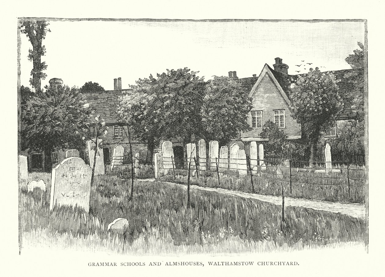 Gymnasier og fattighuse, Walthamstow kirkegård (gravering) af English School