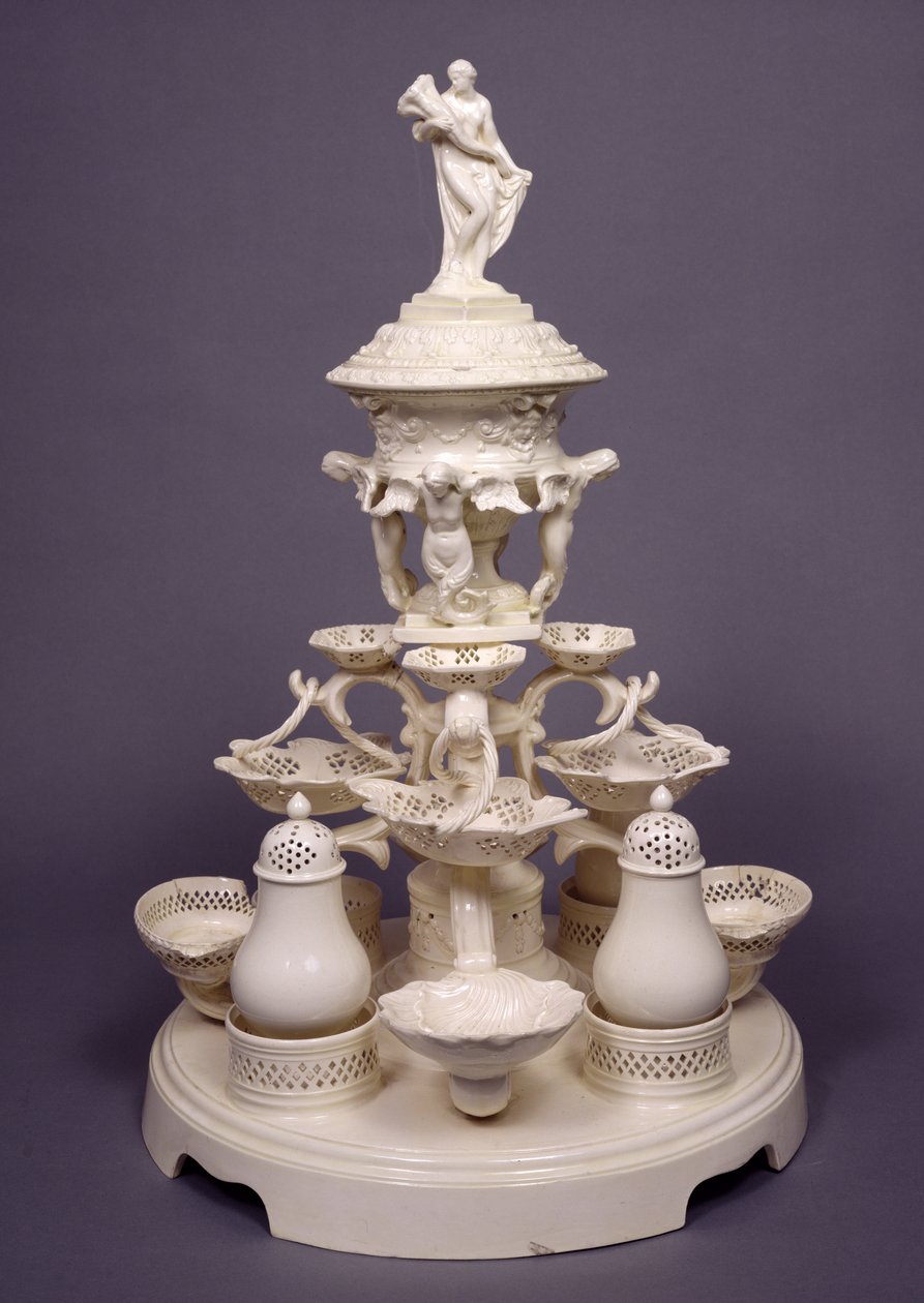 Grand Plat de Menage eller bord i midten, Leeds Pottery, ca. 1780 (cremeware) af English School