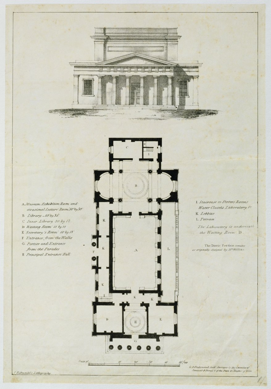 Grundplan for de nedre forsamlingslokaler, Bath, indgraveret af Charles Hullmandel (1789-1850) af English School