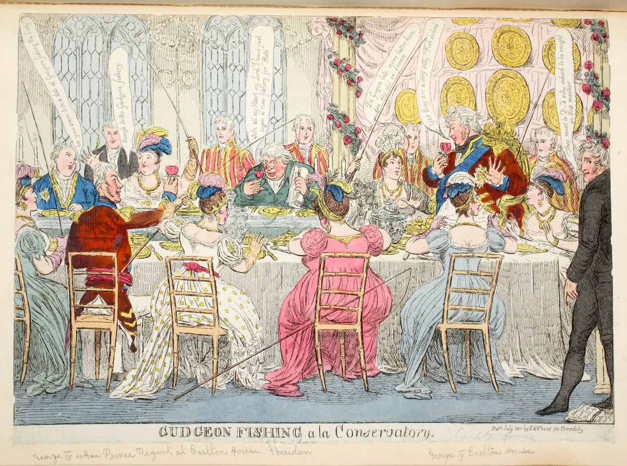 Gudgeon Fishing a la Conservatory, pub. 1811 af English School