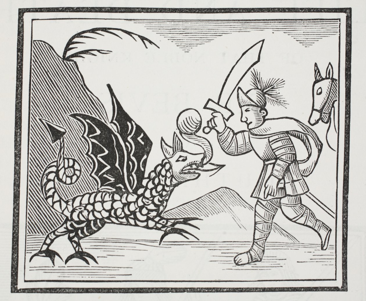 Guy and the Northumbrian Dragon, illustration fra Chap-books of the Eighteenth Century af John Ashton, pub. 1882 af English School
