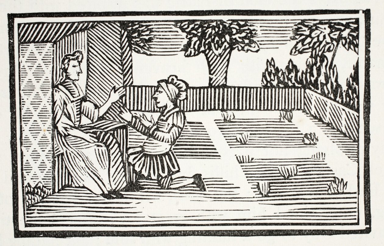 Guy retter op til Fair Phyllis, illustration fra Chapter-books of the Eighteenth Century af John Ashton, pub. 1882 af English School