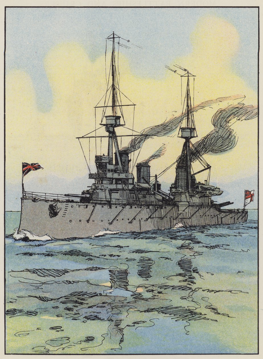 HMS Indomitable (farvelitografi) af English School