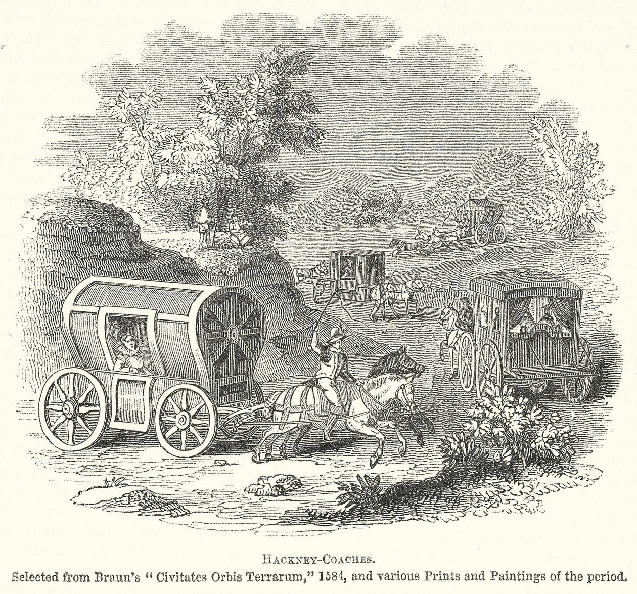 Hackney-busser (gravering) af English School