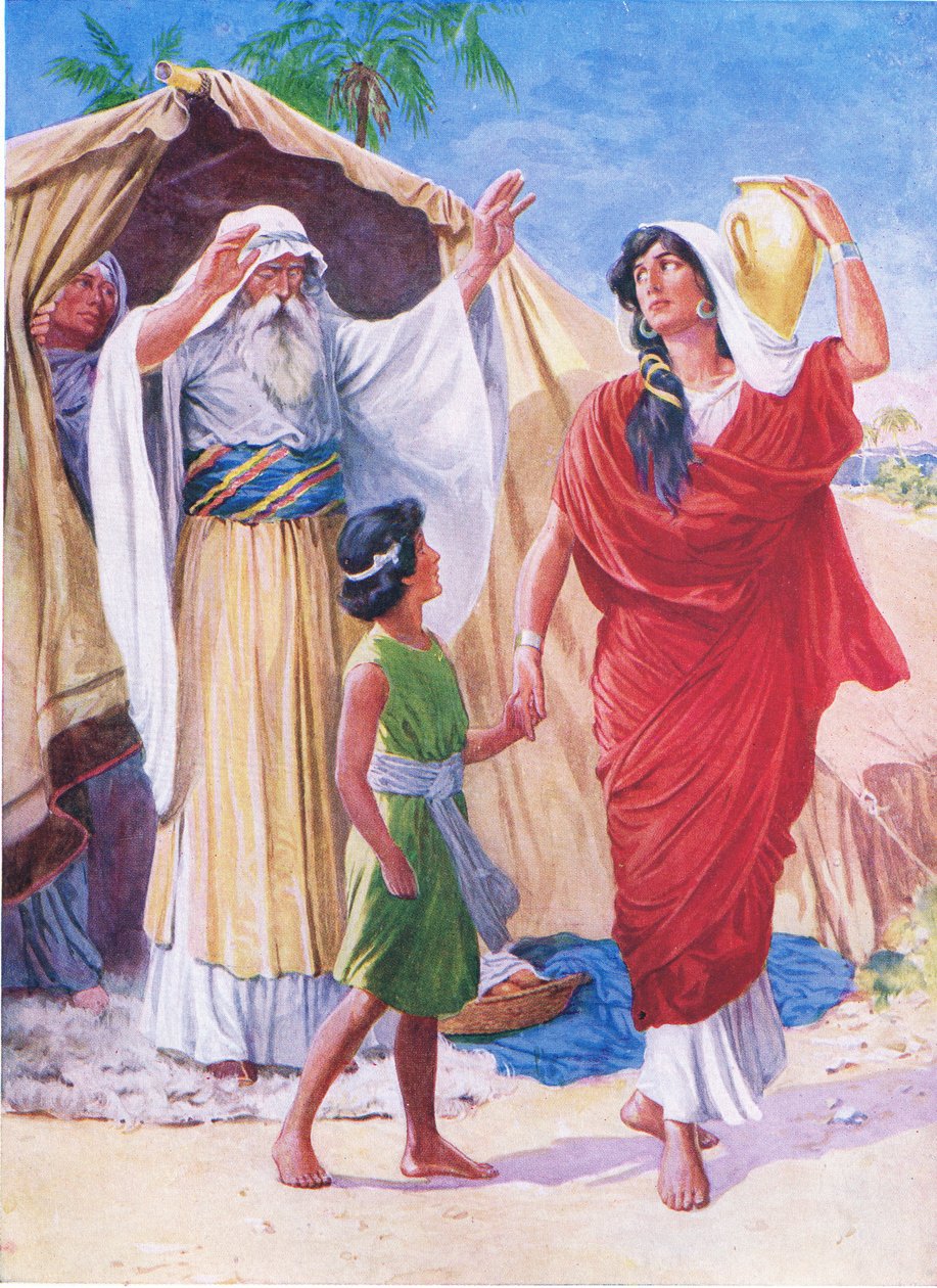 Hagar og Ishmael, fra Bibelens billedbog udgivet af Thomas Nelson, ca. 1950 af English School