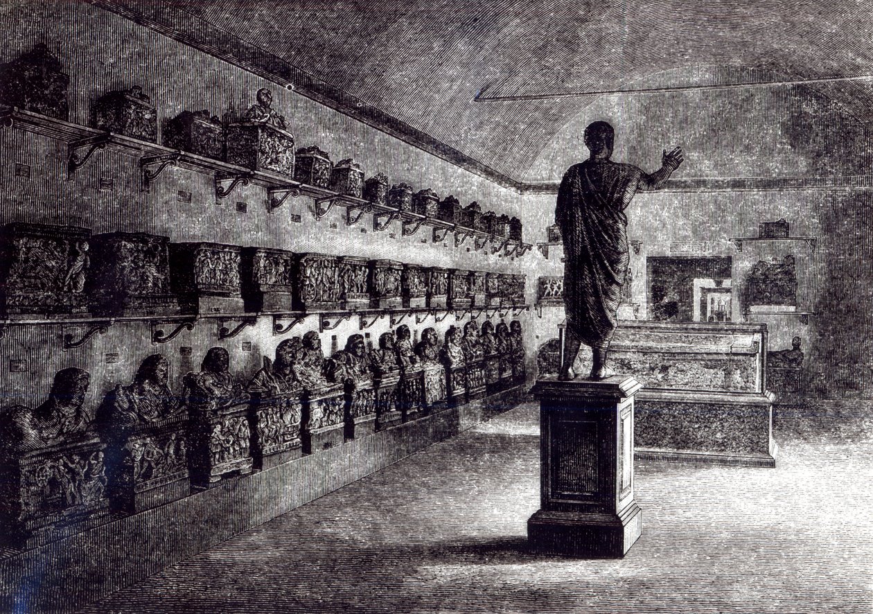 Hall of the Arringatore, Etruskisk Museum, Firenze af English School