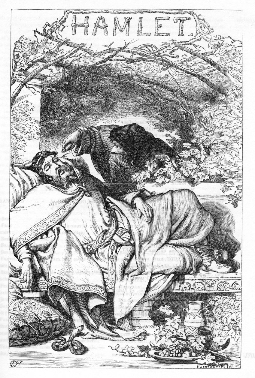 Hamlet - Illustration i "" Completes de William Shakespeare"" 1866 - Illustrationerne og den generelle form for denne udgave er lånt fra Cassells illustrerede Shakespeare, udgivet i London af English School