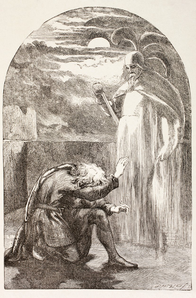 Hamlet ser spøgelsen, sin fars ånd, fra 