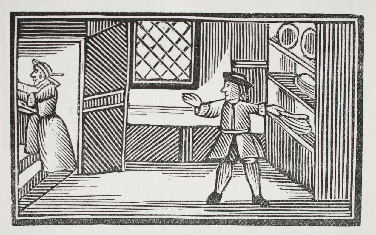 Han gik hen til spisekammeret og forsynede sig med brød og smør, illustration fra Chap-books of the Eighteenth Century af John Ashton, pub. 1882 af English School