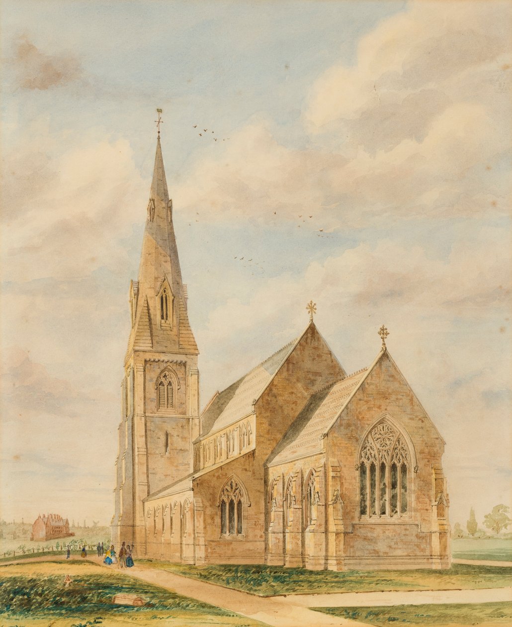 Heath Town Church (wc på papir) af English School