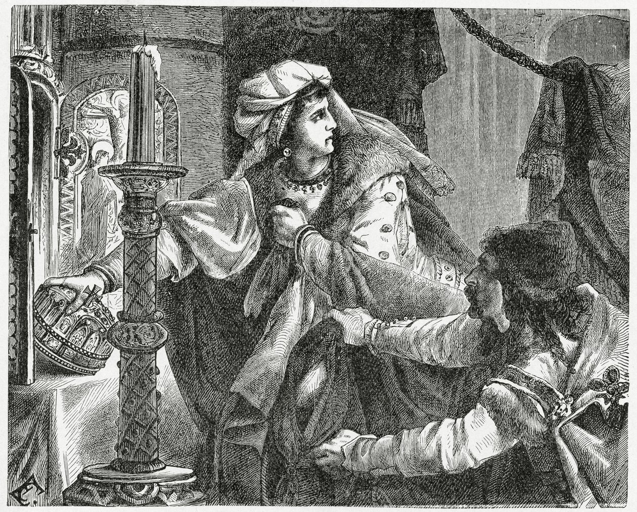 Helene Kottanerin stjæler Saint Stephens krone i 1440, 1882 af English School
