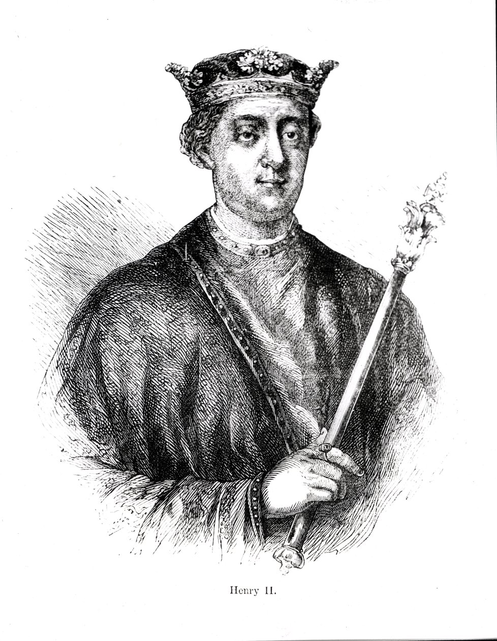 Henrik II (1133-89) (gravering) (bundw foto) af English School