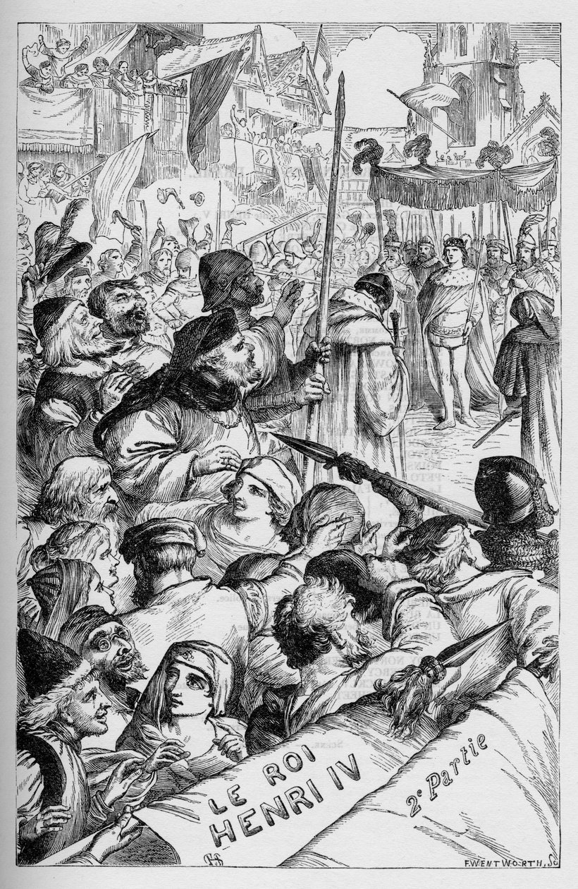 Henry IV (Henry IV) - Illustration i "" Værker komplet af William Shakespeare"" 1866 - Illustrationerne og den generelle form for denne udgave er lånt fra Cassells illustrerede Shakespeare, udgivet i London af English School