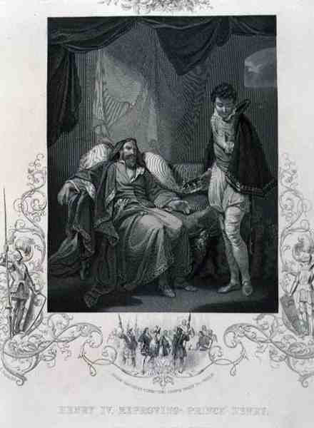 Henry IV Reproving Prince Henry, fra Henry IV af William Shakespeare (1564-1616) (gravering) af English School