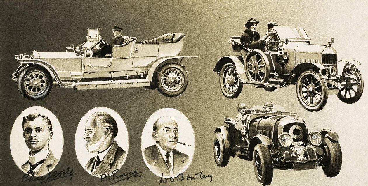 Henry Royce, Charles Rolls, W. O. Bentley - tre pionerer inden for bilindustrien af English School