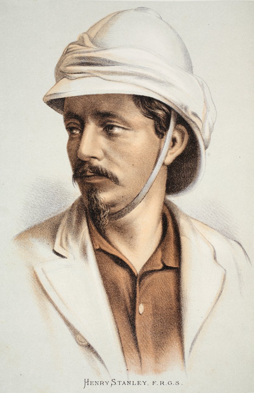 Henry Stanley FRGS, illustration fra The Pictorial Edition of the Life and Discoveries of David Livingstone af J. Ewing Richie, pub. af A. Fullarton & Co., 1876 af English School