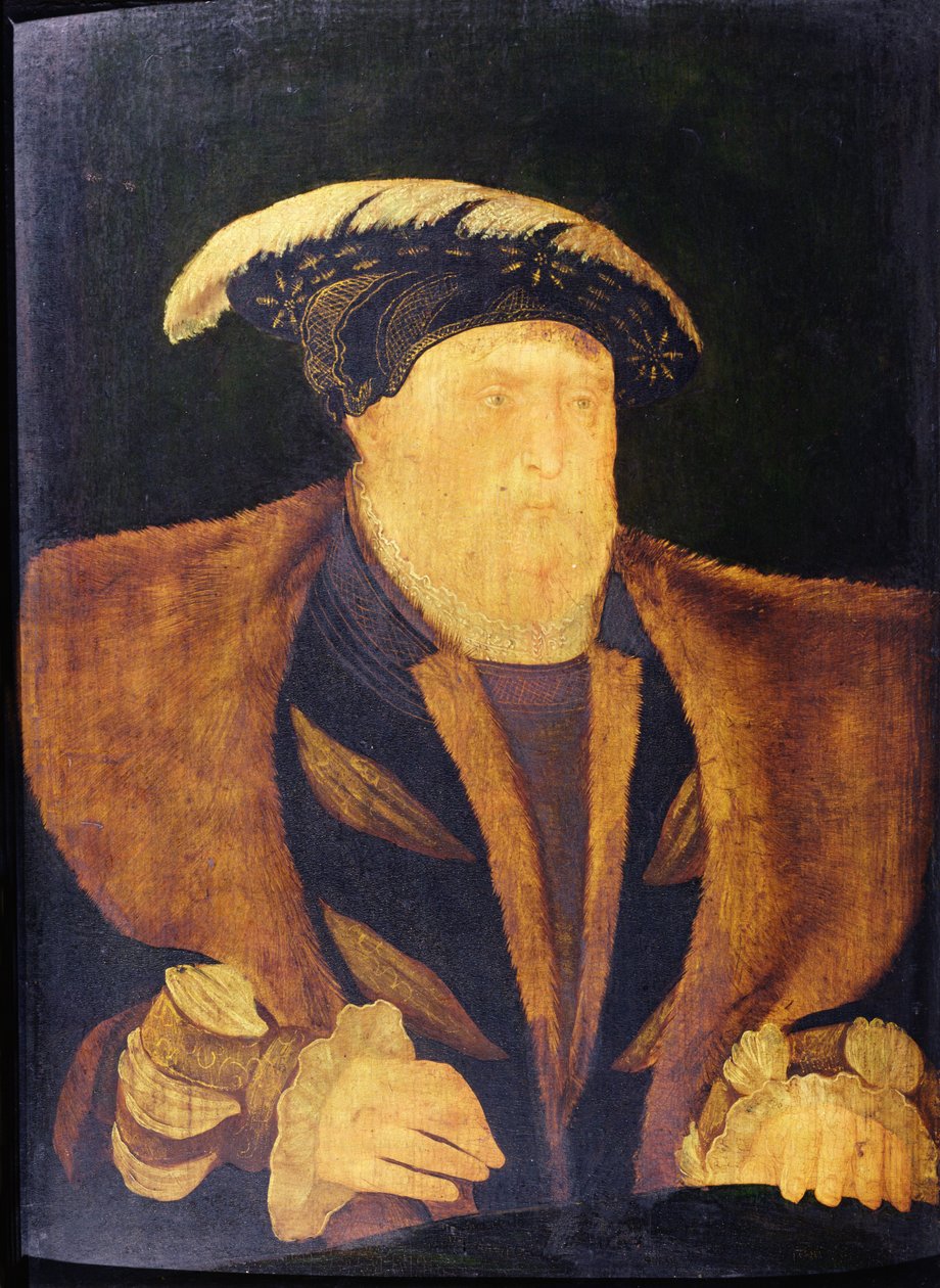 Henrik VIII (1491-1547) (olie på panel) af English School