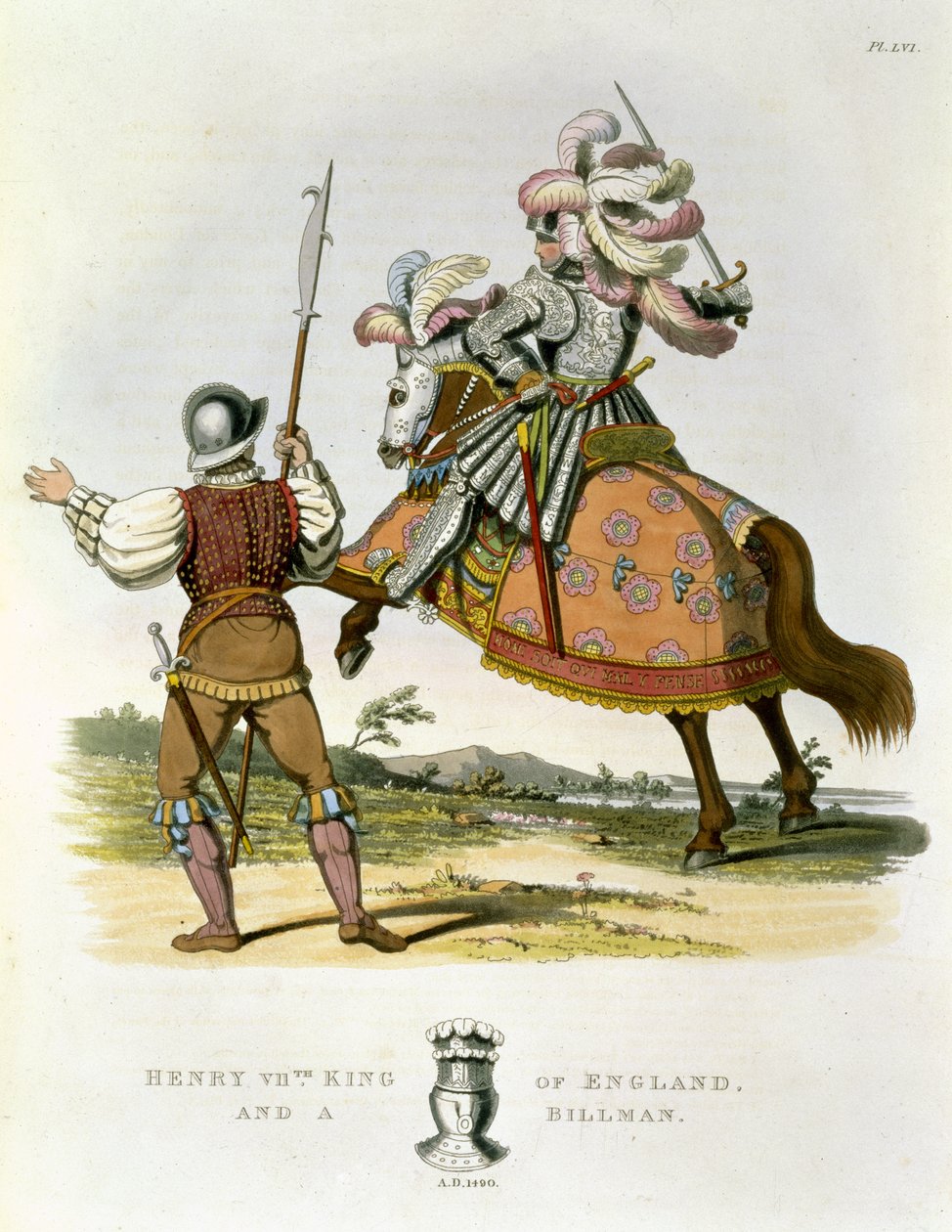 Henry VII, konge af England (1457-1509) og en Billman, 1490, fra Ancient Armor af Samuel Rush Meyrick, 1824 af English School