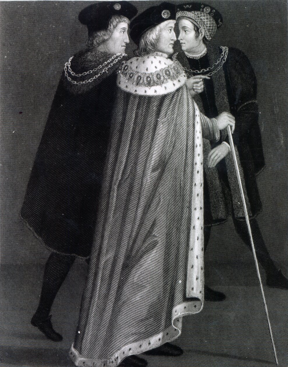 Henry VII med Richard Empson og Sir Edmund Dudley (gravering) af English School