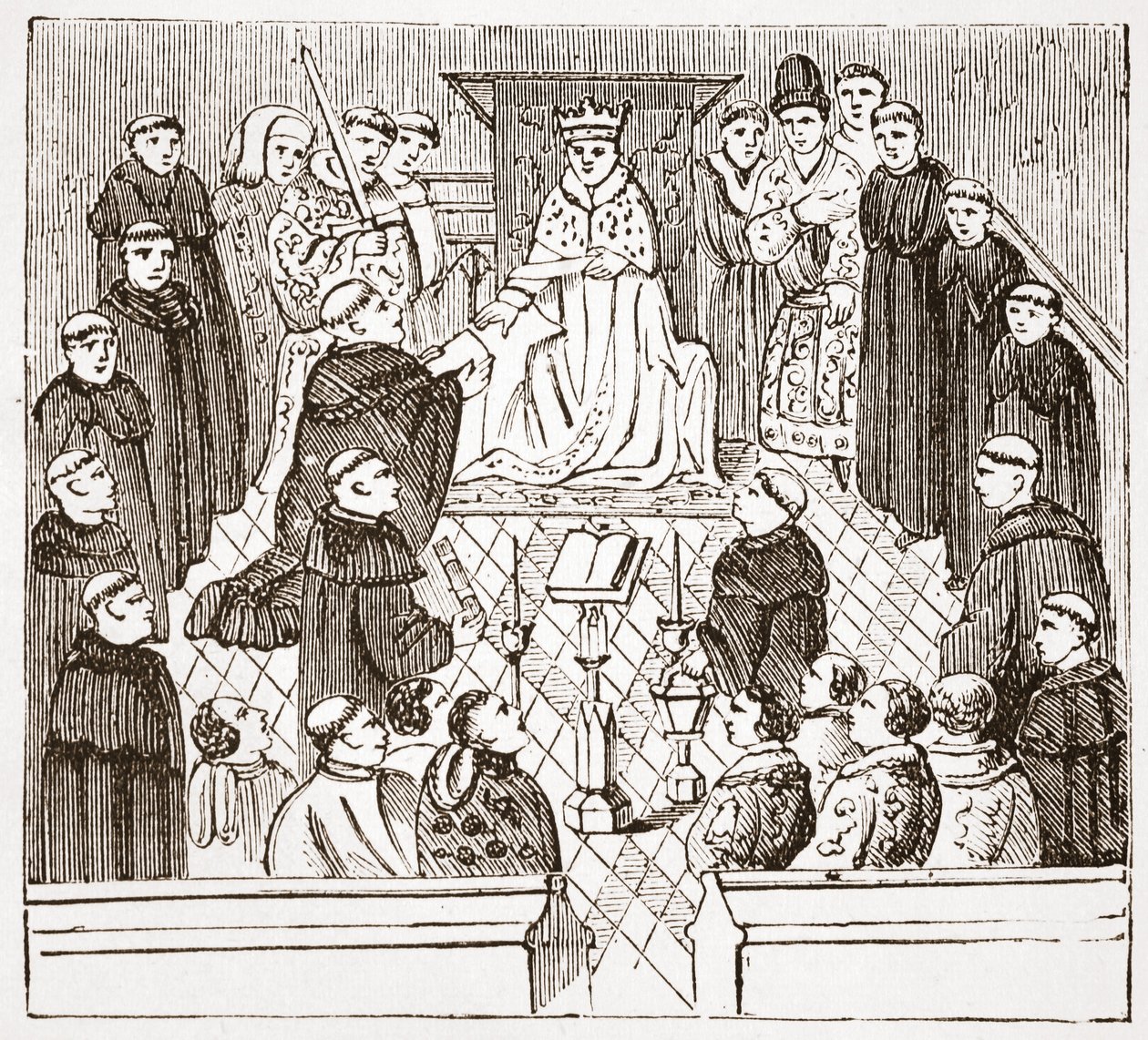 Henry V og hans parlament (fra Harleian MMS på British Museum), illustration fra The History of Protestantism af James Aitken Wylie (1808-1890), pub. 1878 af English School