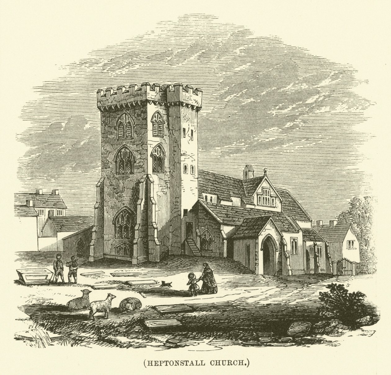 Heptonstall Kirke (gravering) af English School