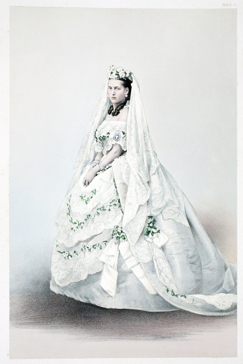 Hendes Kongelige Højhed Prinsesse Alexandra Caroline af Danmark, fra A Memorial of the Marriage of Edward VII and Alexandra of Denmark, pub. 1864 af English School