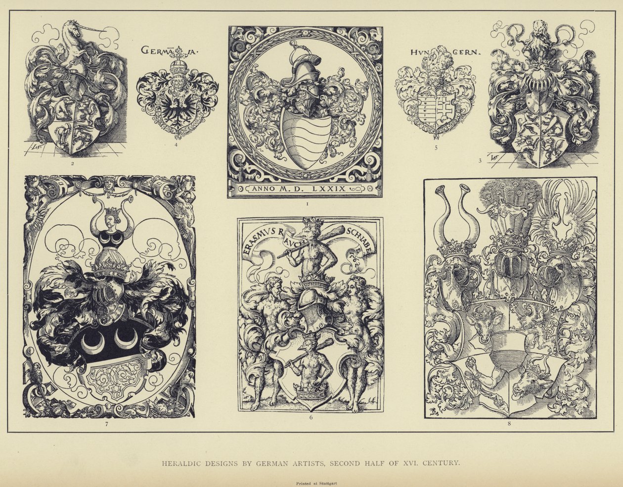 Heraldiske motiver af tyske kunstnere, anden halvdel af det 16. århundrede (litografi) af English School