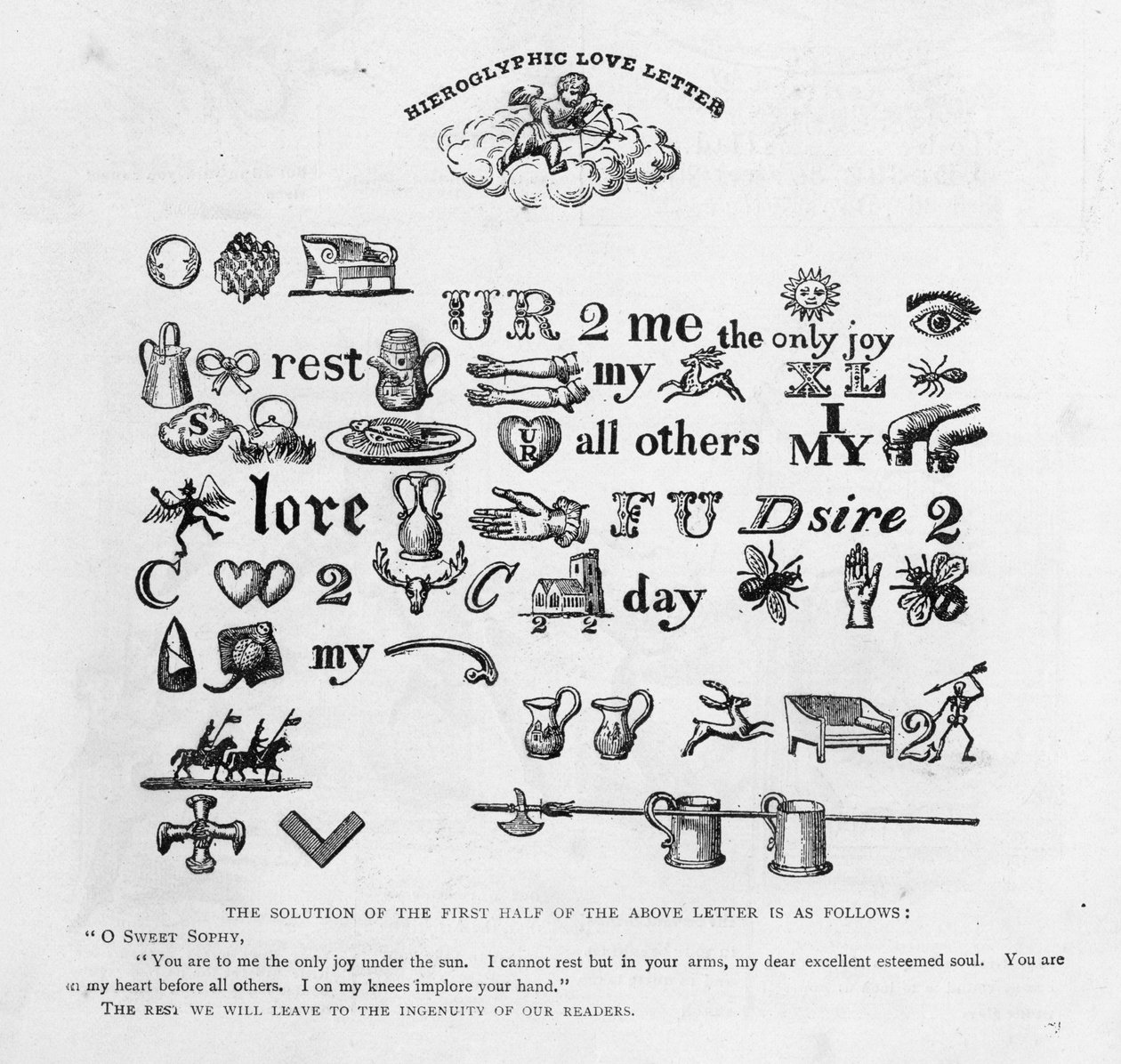 Hieroglyfiske kærlighedsbreve, ca. 1893 af English School