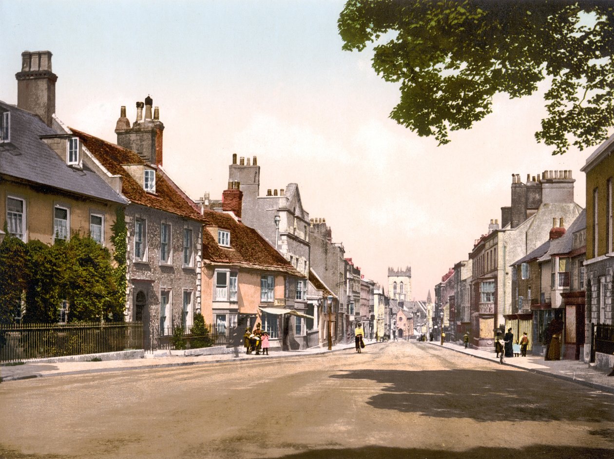 High Street, Dorchester (håndfarvet foto) af English School