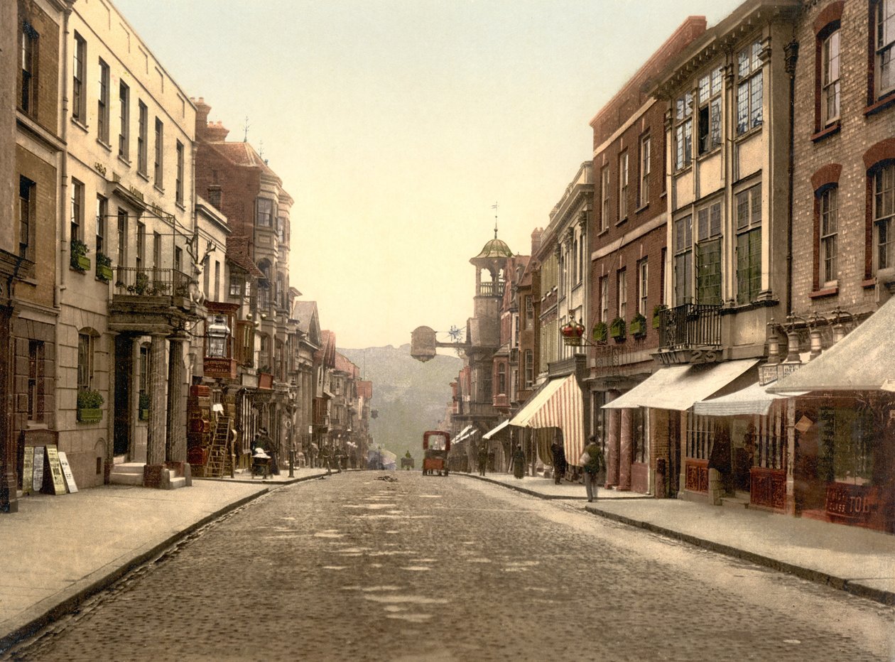High Street, Guildford (håndfarvet foto) af English School