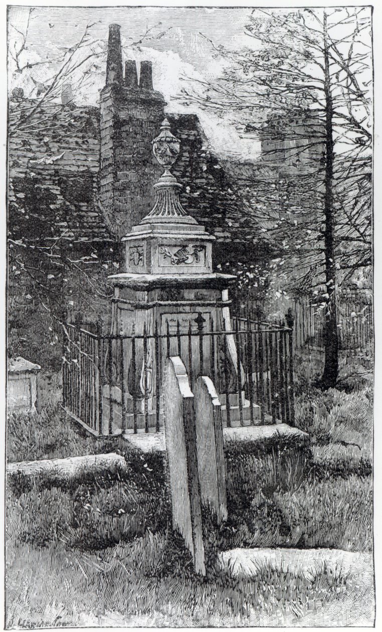 Hogarths grav i Chiswick Churchyard af English School