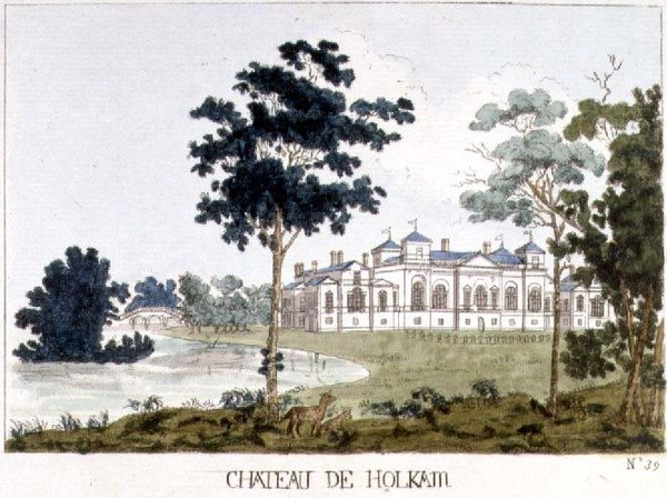 Holkham Hall, Norfolk, illustration fra William Watts 