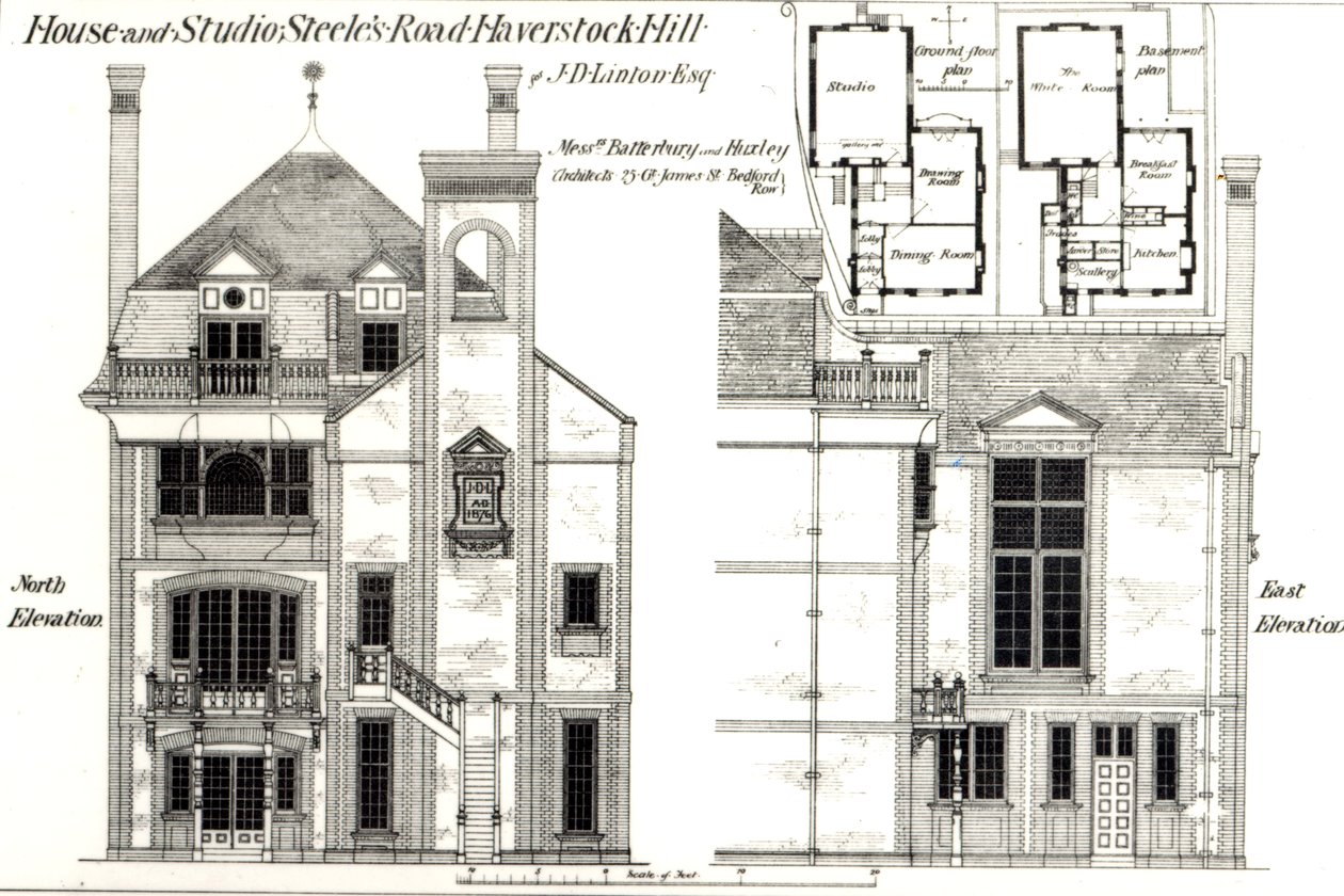 House and Studio, Steeles Road, Haverstock Hill, fra The Building News, 9. februar 1877 af English School