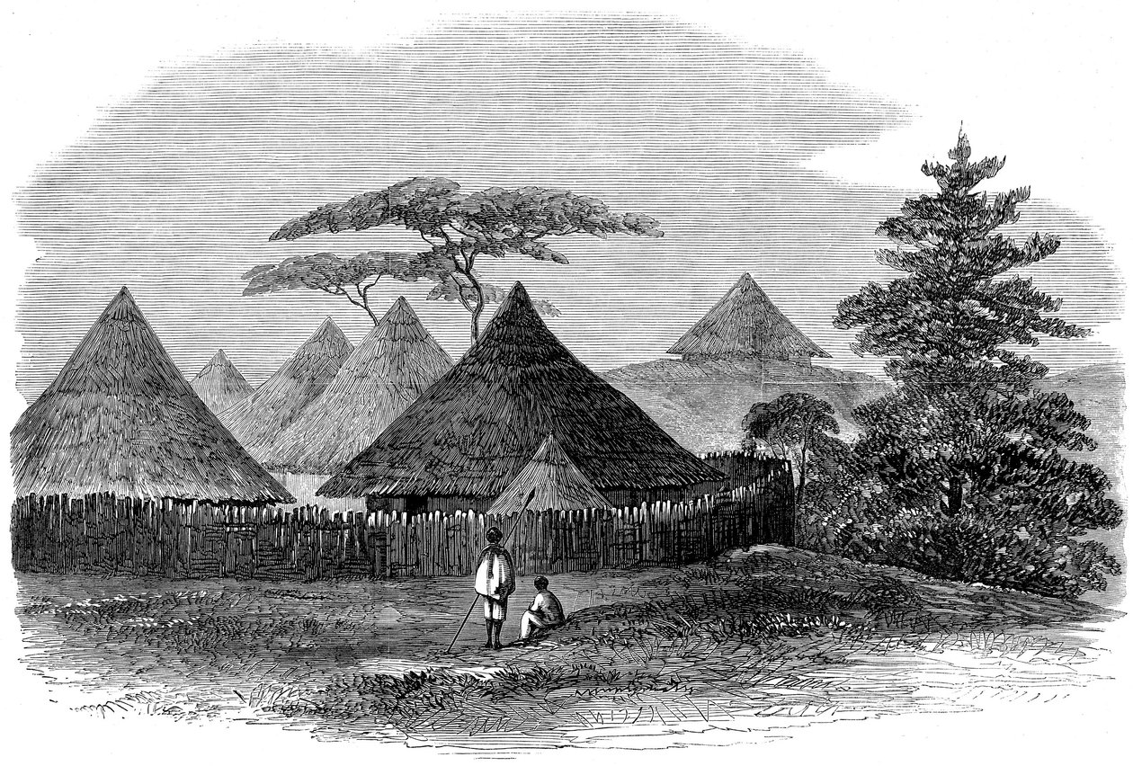 Hus i Magdala, fra den britiske ekspedition til Abessinien, 1868 af English School
