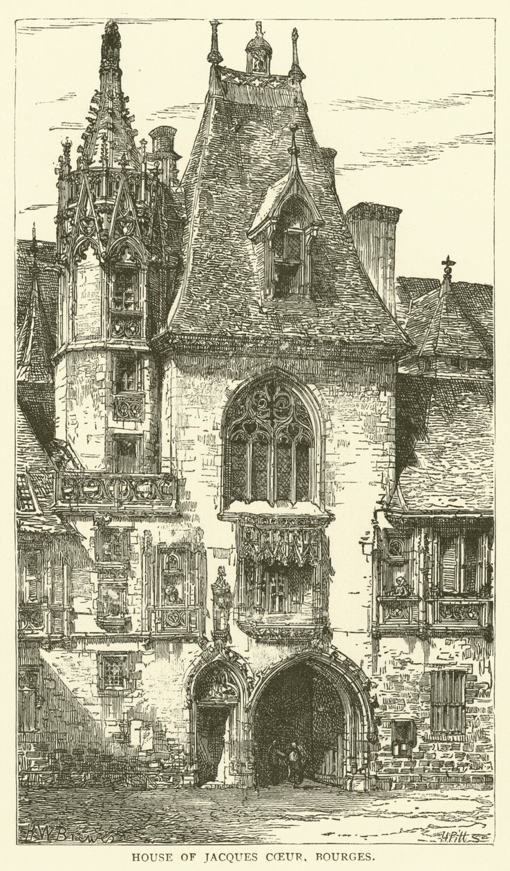 Jacques Coeurs hus, Bourges (kobberstik) af English School